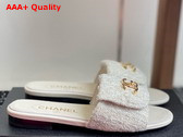 Chanel Mules in White Tweed Replica