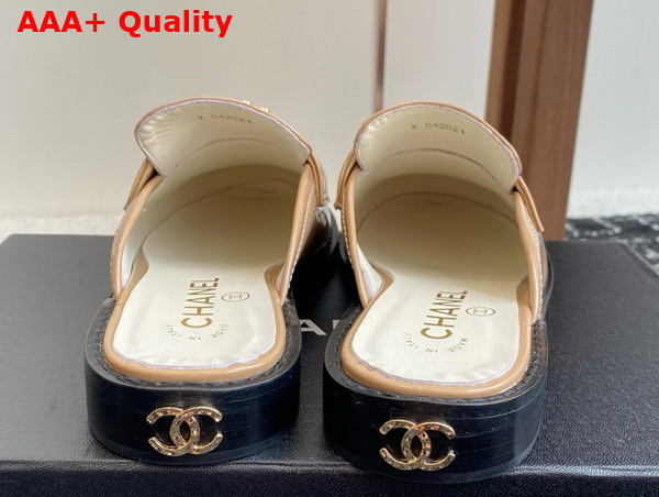 Chanel Patent Leather Mule in Beige Replica