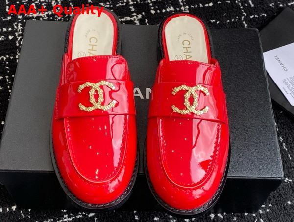 Chanel Patent Leather Mule in Red Replica