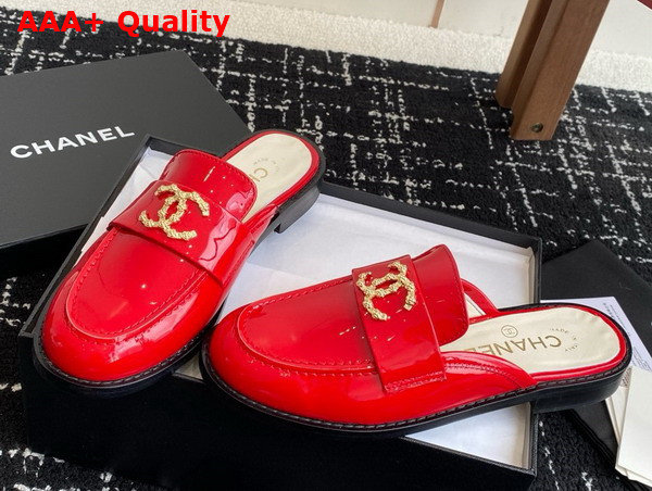 Chanel Patent Leather Mule in Red Replica