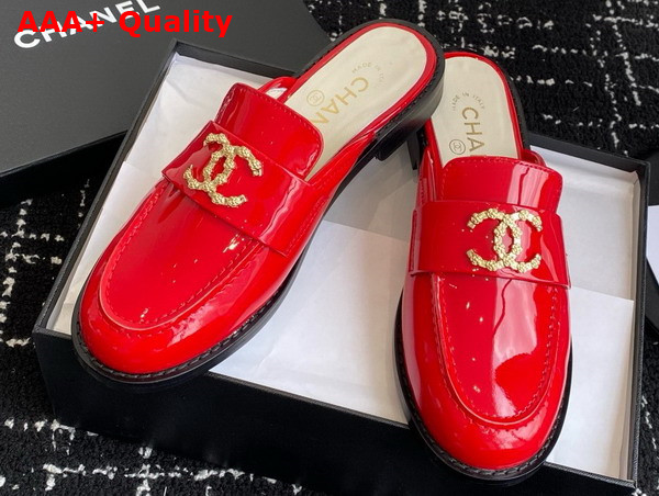 Chanel Patent Leather Mule in Red Replica