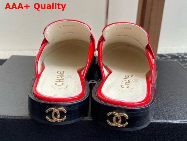 Chanel Patent Leather Mule in Red Replica