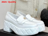 Chanel Platform Moccasins White Calfskin G46582 Replica