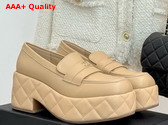 Chanel Platform Moccasins in Beige Calfskin G46582 Replica