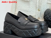 Chanel Platform Moccasins in Black Calfskin G46582 Replica