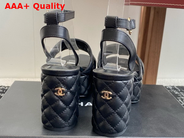 Chanel Platform Sandal in Black Lambskin G46427 Replica