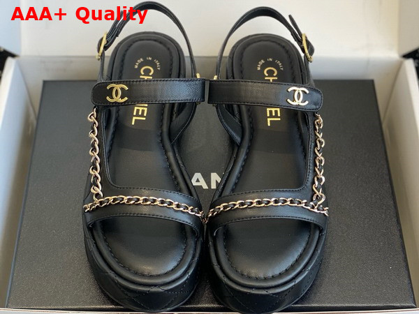 Chanel Platform Sandal in Black Lambskin Replica