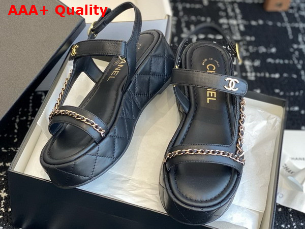 Chanel Platform Sandal in Black Lambskin Replica
