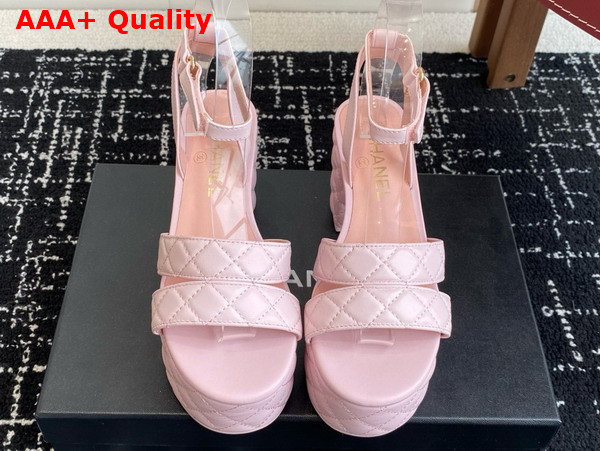 Chanel Platform Sandal in Light Pink Lambskin G46427 Replica