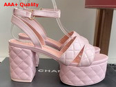 Chanel Platform Sandal in Light Pink Lambskin G46427 Replica