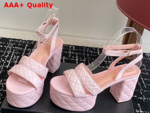 Chanel Platform Sandal in Light Pink Lambskin G46427 Replica