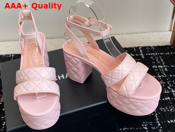 Chanel Platform Sandal in Light Pink Lambskin G46427 Replica