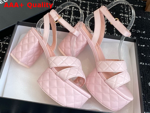 Chanel Platform Sandal in Light Pink Lambskin G46427 Replica