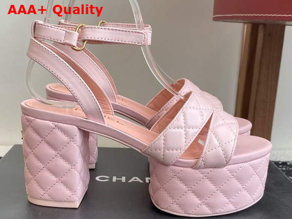 Chanel Platform Sandal in Light Pink Lambskin G46427 Replica