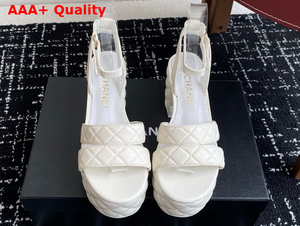 Chanel Platform Sandal in White Lambskin G46427 Replica