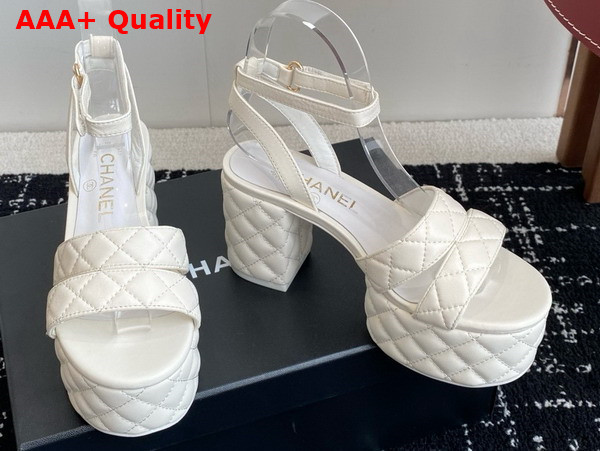 Chanel Platform Sandal in White Lambskin G46427 Replica