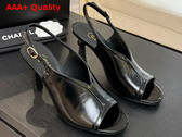 Chanel Sandals Shiny Crumpled Calfskin and Calfskin Black G46538 Replica