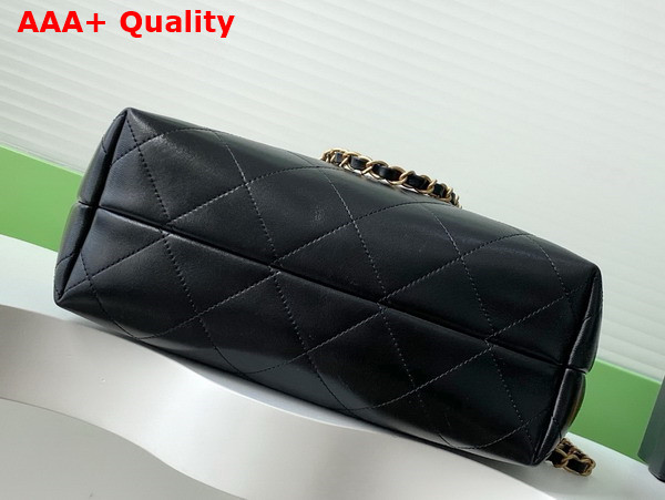 Chanel Shopping Bag Suede Calfskin Shiny Lambskin Gold Tone Metal Beige and Black AS5636 Replica