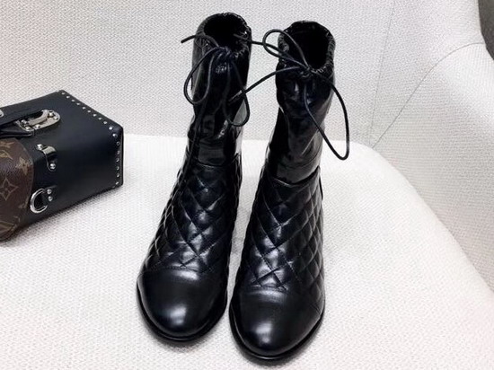 Chanel Short Boots Calfskin Metallic Goatskin Black G34096