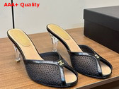Chanel Slide Sandal Black Mesh and Crystals Replica