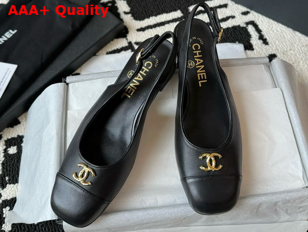 Chanel Slingback Pump in Black Lambskin Replica