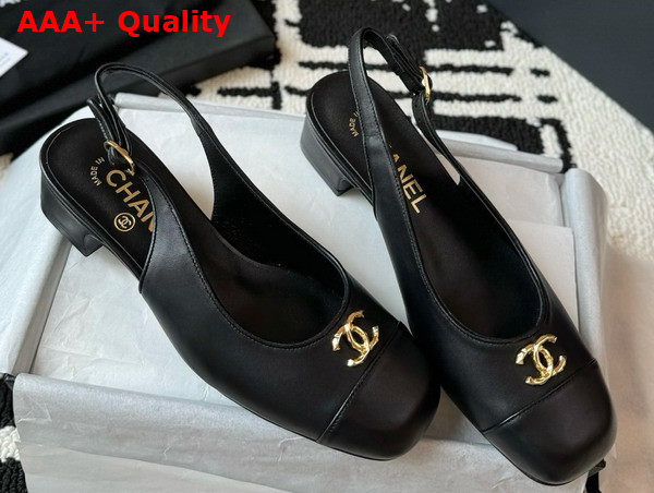 Chanel Slingback Pump in Black Lambskin Replica