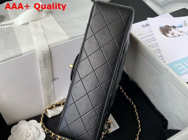 Chanel Small Classic Handbag in Black Lambskin and Gold Tone Metal A01113 Replica