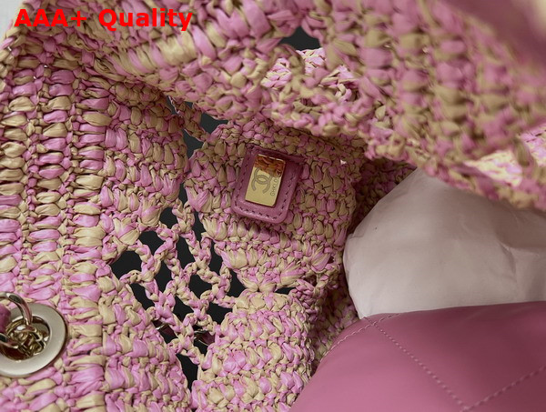 Chanel Small Coco Beach Bag in Pink Raffia AS4714 Replica
