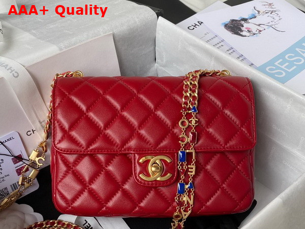 Chanel Small Flap Bag Red Lambskin and Enamel AS3432 Replica