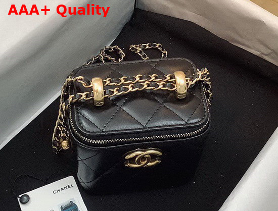Chanel Small Vanity with Chain Calfskin Gold Tone Metal Black Ref AP2292 Replica