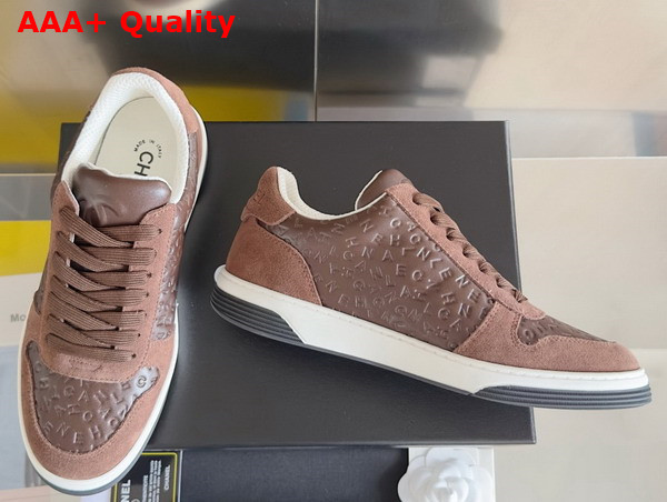 Chanel Sneaker in Brown Signature Leather and Suede Leather Replica