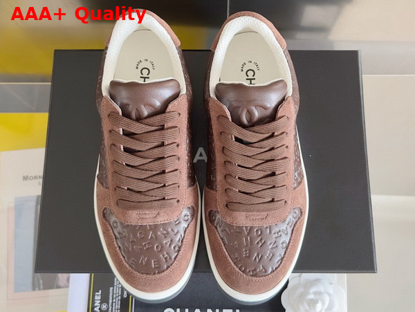 Chanel Sneaker in Brown Signature Leather and Suede Leather Replica