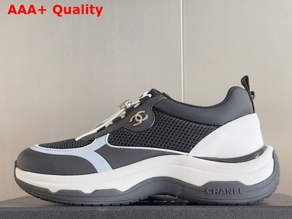 Chanel Sneaker in Mesh and Calfskin Black and White Replica