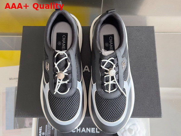 Chanel Sneaker in Mesh and Calfskin Black and White Replica