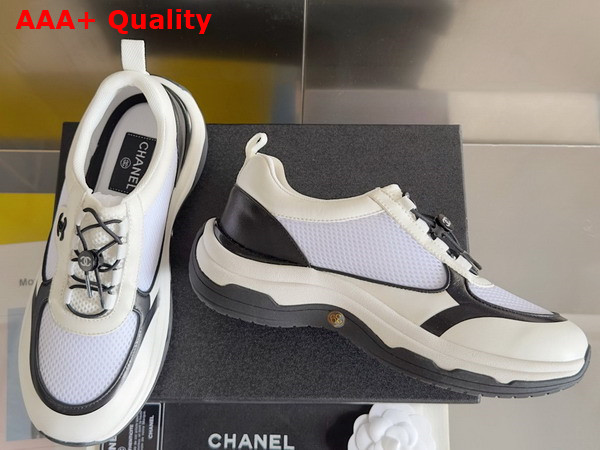 Chanel Sneaker in Mesh and Calfskin White and Black Replica