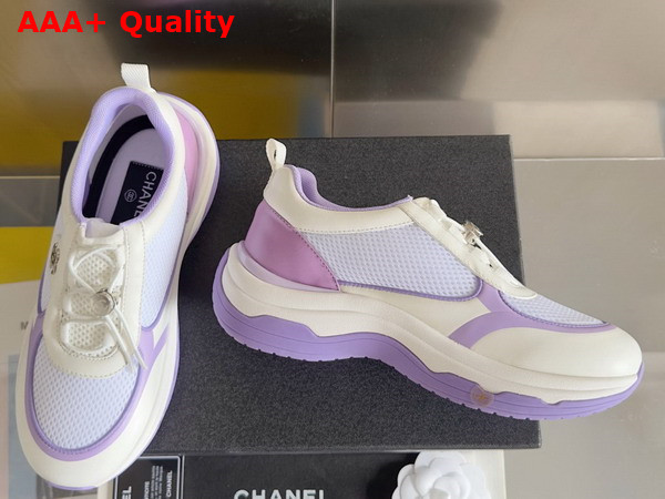 Chanel Sneaker in Mesh and Calfskin White and Light Purple Replica