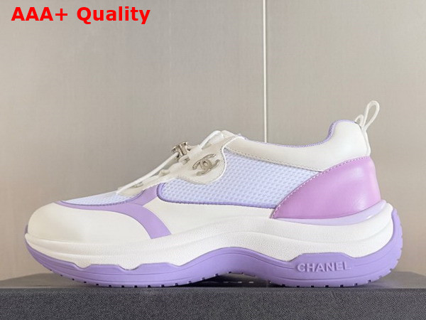 Chanel Sneaker in Mesh and Calfskin White and Light Purple Replica