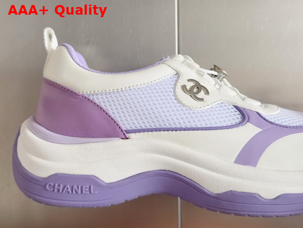 Chanel Sneaker in Mesh and Calfskin White and Light Purple Replica