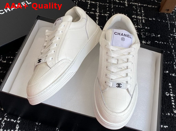 Chanel Sneaker in White Printed Calfskin Leather Replica