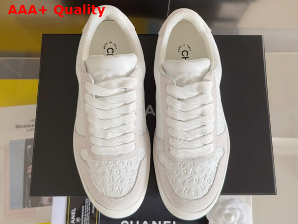 Chanel Sneaker in White Signature Leather and Suede Leather Replica