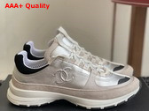 Chanel Sneakers Laminated Calfskin and Suede Calfskin Light Gold Light Gray and Black G46609 Replica
