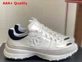 Chanel Sneakers Laminated Calfskin and Suede Calfskin White Gray and Black G46609 Replica