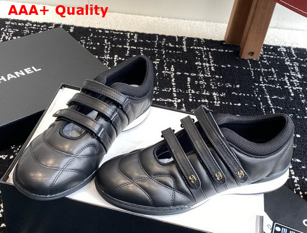 Chanel Strap Shoe in Black Lambskin Replica