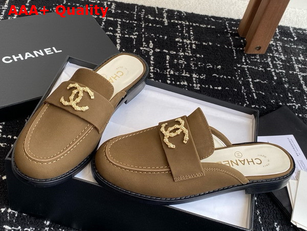 Chanel Suede Leather Mule in Tan Replica