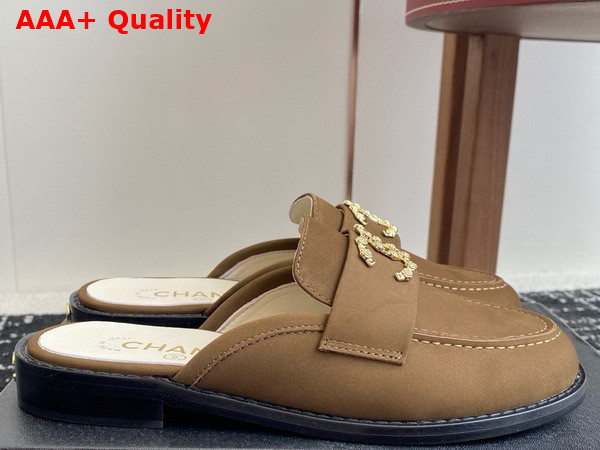 Chanel Suede Leather Mule in Tan Replica
