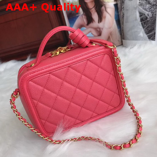 Chanel Vanity Case in Fuchsia Grained Calfskin Gold Tone Metal Replica
