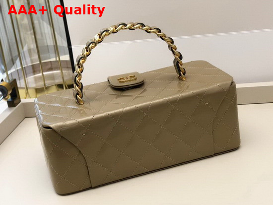 Chanel Vanity Case in Khaki Patent Leather Replica