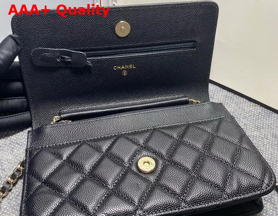 Chanel Wallet On Chain Black Grained Calfskin Replica