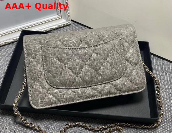 Chanel Wallet On Chain Grey Grained Calfskin Replica