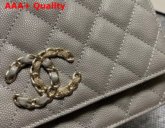 Chanel Wallet On Chain Grey Grained Calfskin Replica